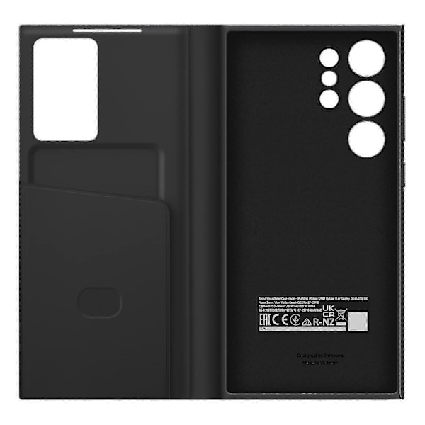 Til Samsung Galaxy S23 Ultra Wallet Case med kortslot, Tap Window & Beskyttelsescover, Sort