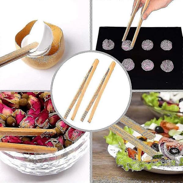 12 st Bambu Toast Tänger Bambu Kökstänger Matlagning Te Redskap Socker Bambu Salladstänger Kongfu Te Trä Te Klämma Mat Te Pincett