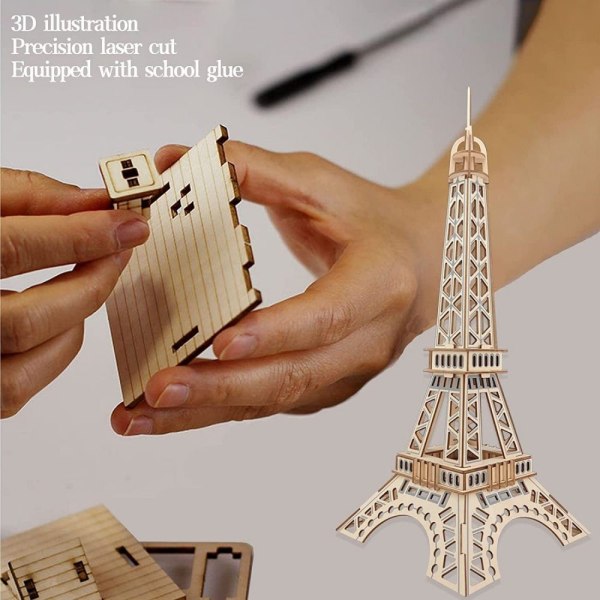 #3D-palapeli 3D Puupalapeli Aikuisille Lapsille Eiffel-torni Puinen Rakennussarja#