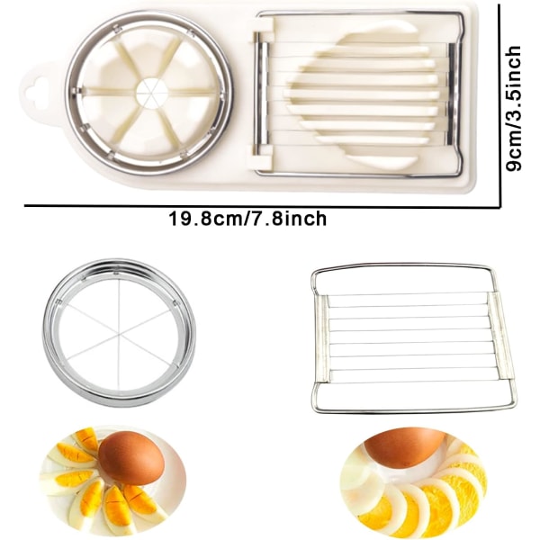 Ägg Slicer Cutter Ägg Slicer, 2 i 1 Rostfritt Stål Ägg Slicer, Mu
