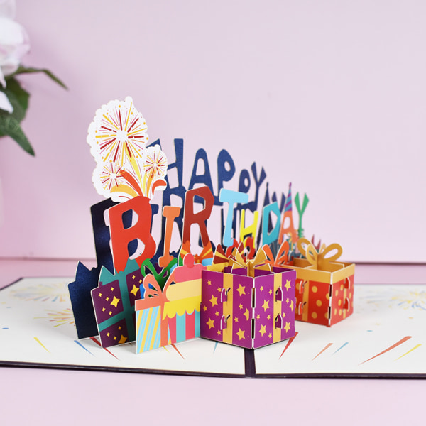 #3D Fødselsdagskort 1 Kreativ Pop-up Kort og Souvenir Ideel til Kærester Seniorer Børn og Venner (Tillykke med fødselsdagen)#