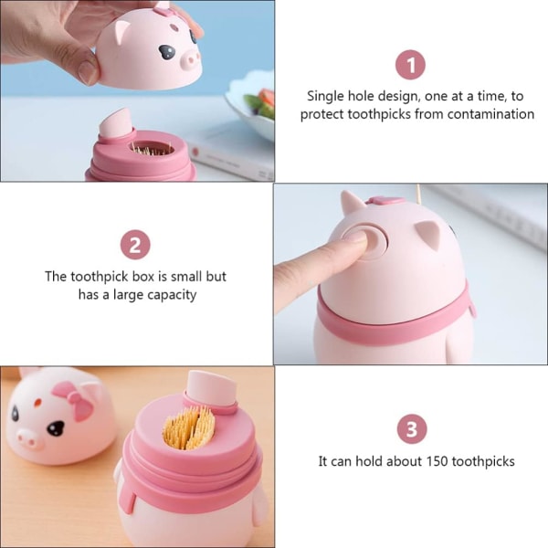 Automatisk Tandpetare Dispenser Söt Gris Form Pop-Up Tandpetare H