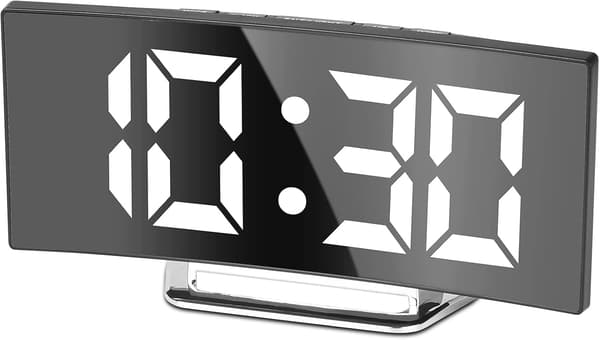 *Digital väckarklocka för sovrum 7'' spegelskärm LED 2 ljusstyrka*