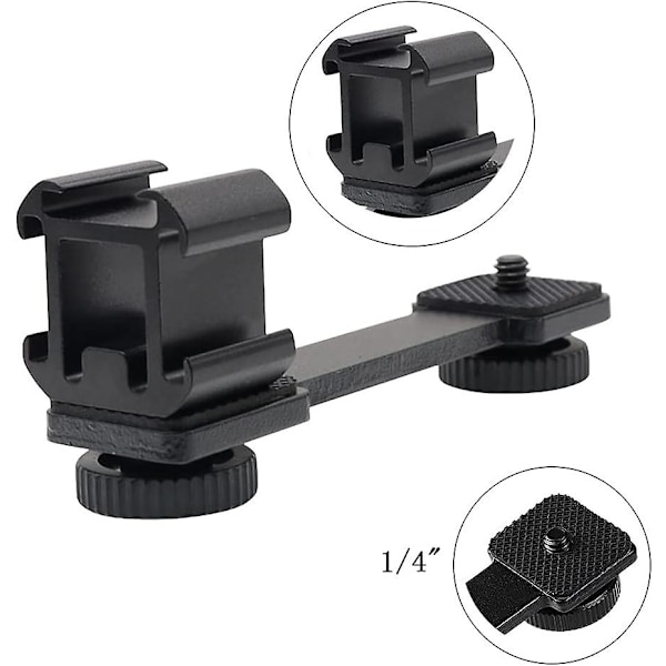 Blixtskofäste 3 i 1 Mikrofon, Kamera Blixtsko Adapter, Förlängningsfäste, Trippel Blixtskofäste Adapter, för Mikrofon, LED, Monitor för DSLR, C