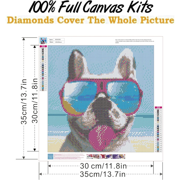 Diamantmålning hunddräkt, strandhund diamantkonst dräkt, rund
