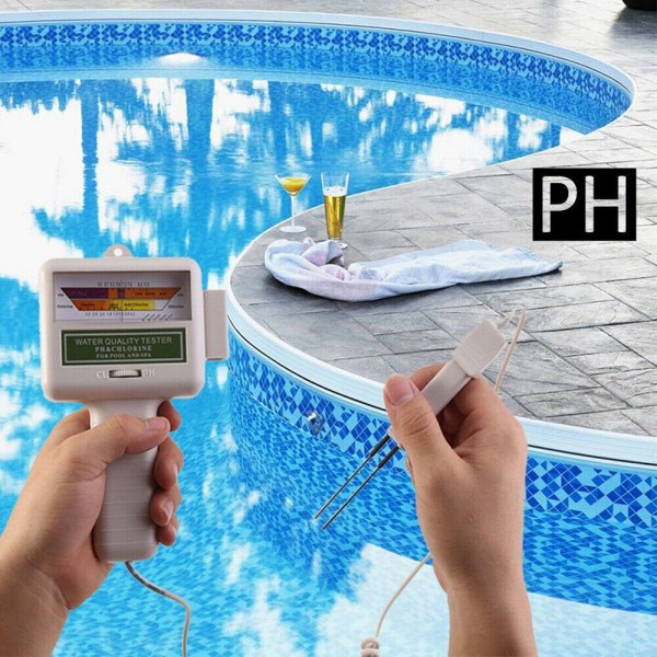 /#/Badtermometer Elektronisk vattentestare för klor och pH-värde pool/#/