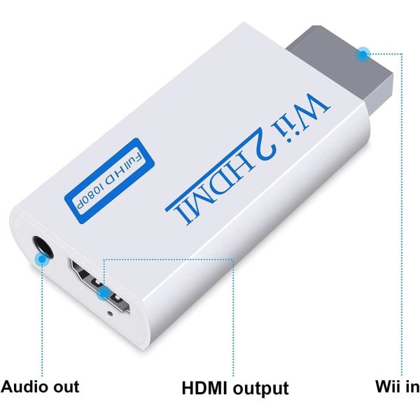 Wii till HDMI Converter, Full HD 1080P Video Adapter Converter wit
