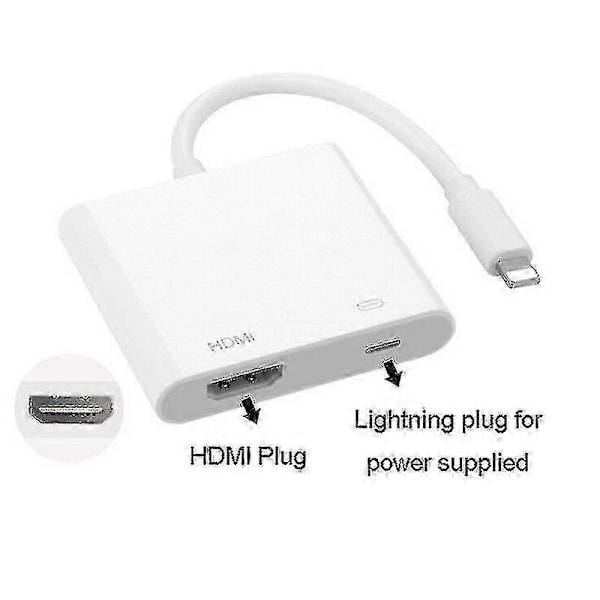 8-nastainen Lightning–HDMI-sovitin iPhone & iPad -laitteille – Digitaalinen AV-kaapeli, yhteensopiva iPhone 7/8/X -mallien kanssa