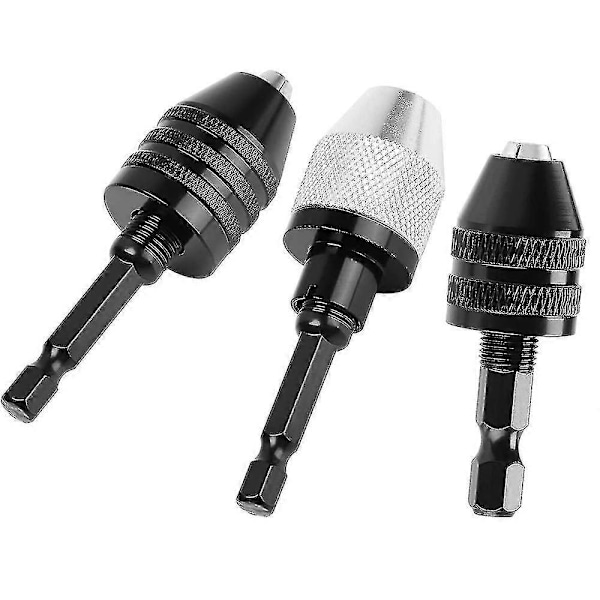 3 stk. 1/4 tomme sekskant nøglefri borepatron hurtigskift adapter konverter slagboremaskiner bits, elektrisk T