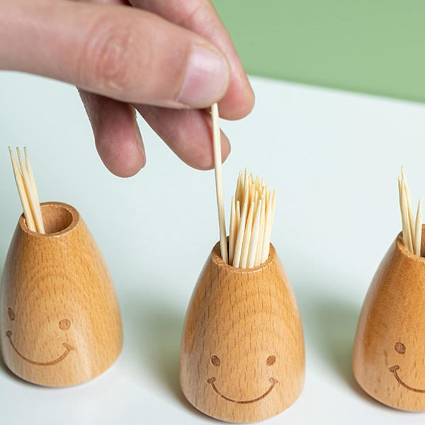 4-pack Tandpetarehållare Trä Tandpetare Box Tandpetare Dispenser