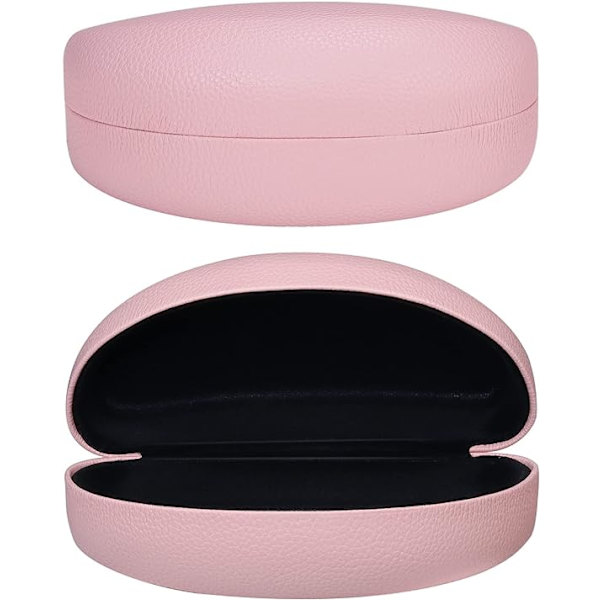 Stødsikker Læder Hård Solbril Etui (Pink), Stor Lukning