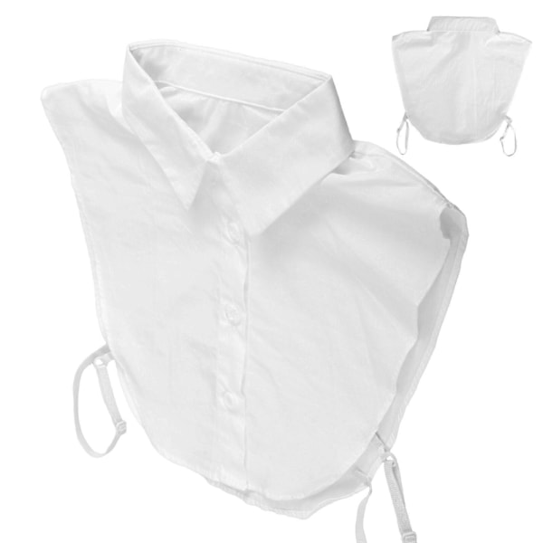 Halvskjorte Bluse Løs Krage Avtakbar Choker for Kvinner og Jenter (Hvit)