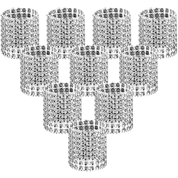 (Sølv, 50 stk.) 50 stk. Servietringe Blanke Rhinestone Servietringe