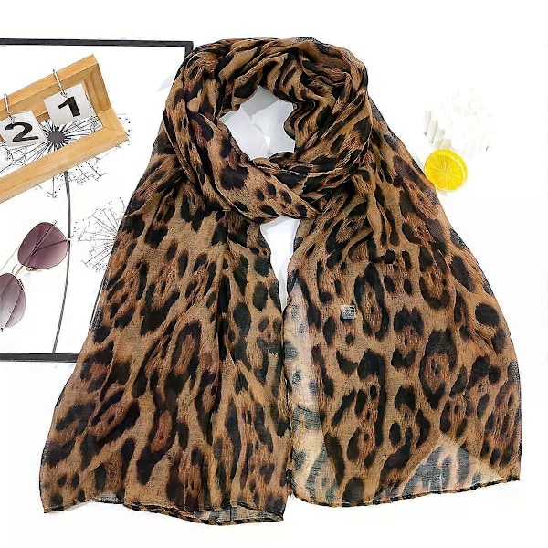 Leopard Tørklæde Dame Elegant Chiffon Silketørklæde 85x180 cm Tidløst og Alsidigt Design til Alle Lejligheder Ideel til Moderne Kvinder
