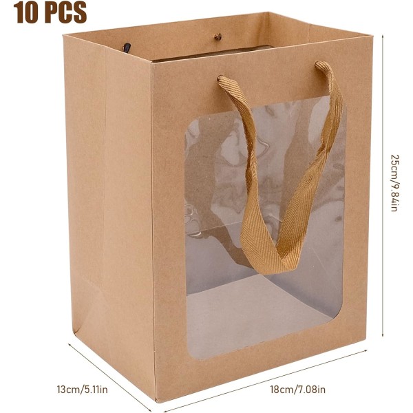 12-pakningspapirposer Favorittposer Brune kraftpapirposer med vindu