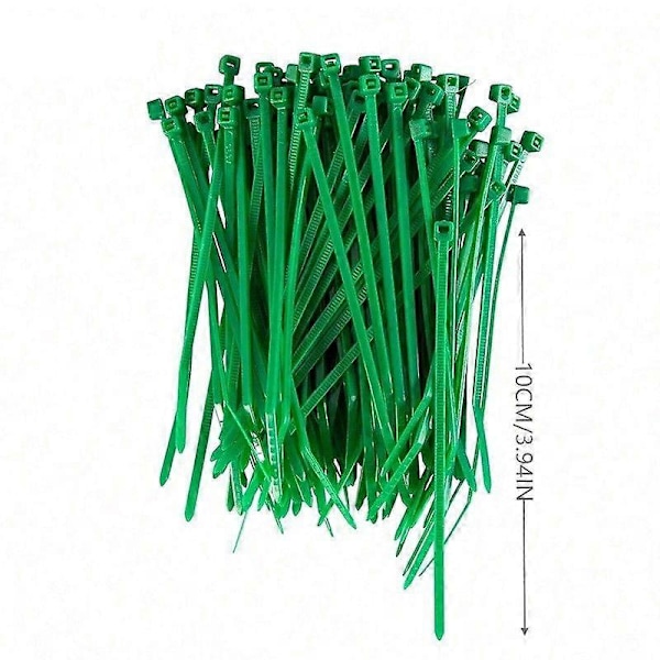 Nyloninen nippuside - 100mm x 3mm - Vihreä - Pieni nippuside - Nippusiteet - 100 kappaleen pakkaus