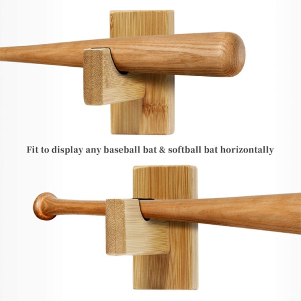 /#/Beholdere Baseball Bat Holder Horisontalt Displayet Håndlaget Massivt Tre Baseball Bat Holder med Filtfôr og Veggmontert Bat Holder/#/