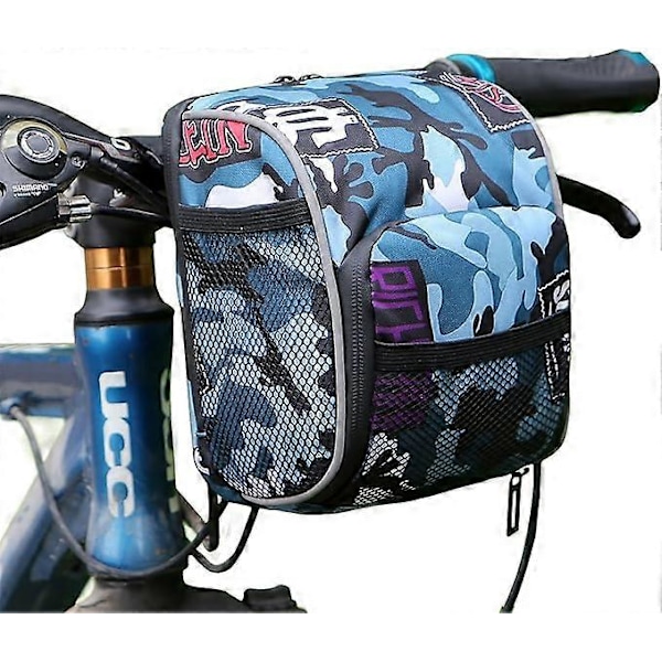 Cykelkurv til børn, camouflage front cykeldekorationstilbehør til voksne og børn, cool cykelstyr taske organizer passer til løbecykel, trehjulet cykel, Sc