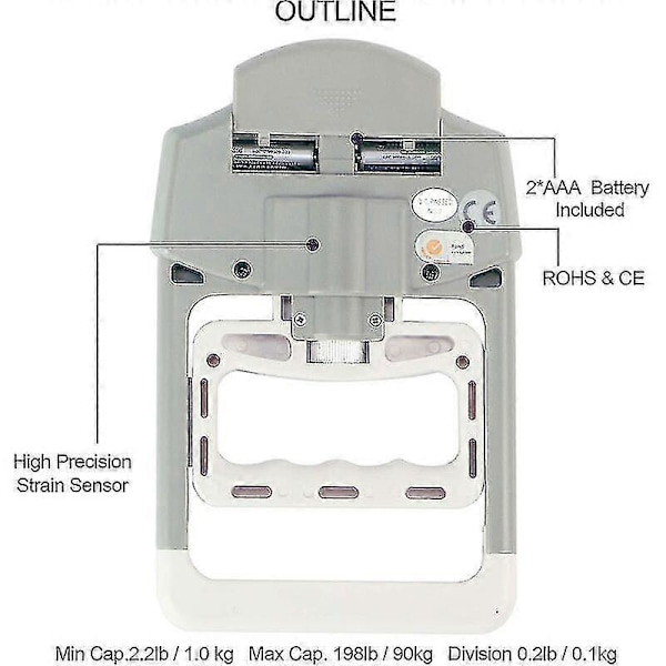 Camry Digitalt Håndgrebsstyrke Måleinstrument Dynamometer Automatisk Registrering 90 kg/200 Lbs 19,5*12,5*3m (grå)