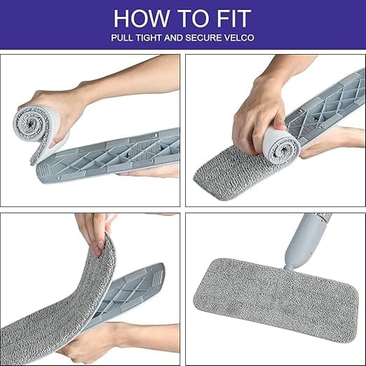 #16,5\"x5,5\"(Grå) 6 stk. Mopputskiftingsputer Mikrofiber Spraymopp for Spraymopper#