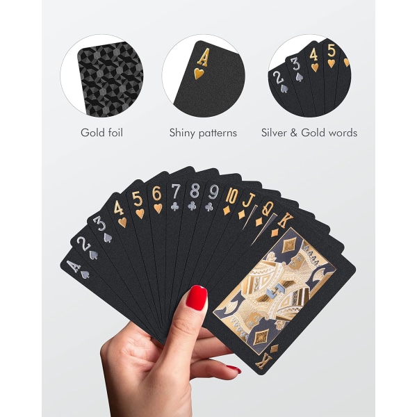 Pokerkortspil - Vandtæt plastik diamant sort nyhedskort