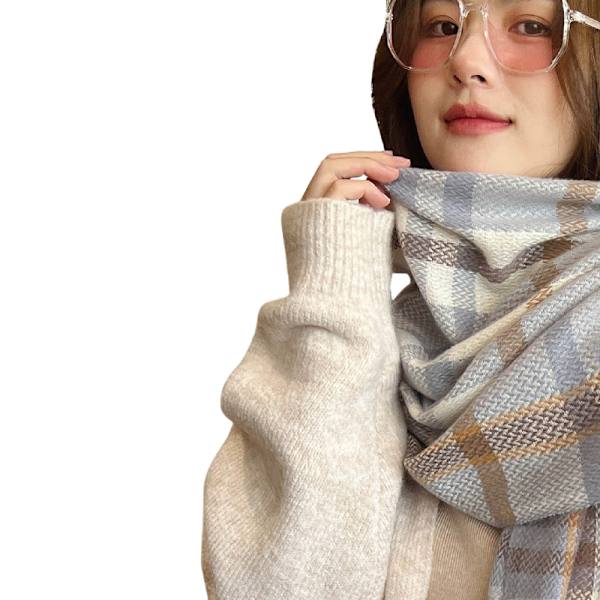 #Tjock varm imitationskashmirrutig halsduk sjal 68x180cm#