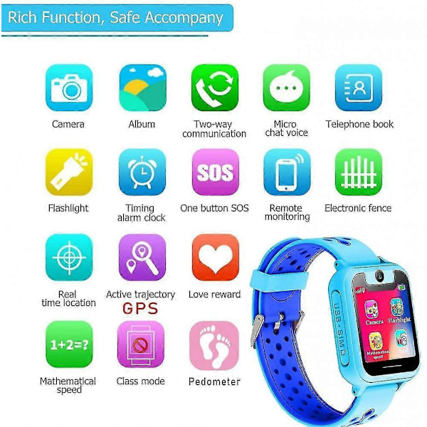 Smartwatch-telefon för barn med GPS-tracker - GPS LBS-positioneringsklockor för pojkar och flickor med kameraspel