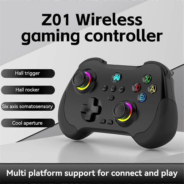 Trådløs spilcontroller Bluetooth 6-akset bevægelsessensor Turbo programmerbar joystick til Switch Steam PC Sort