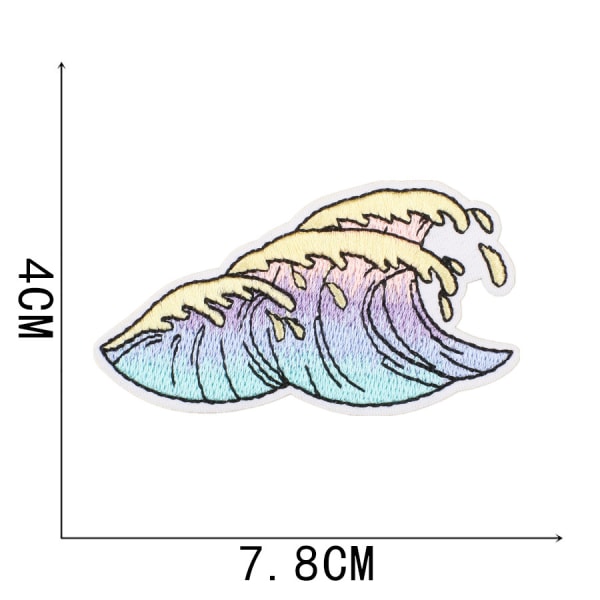 /#/18 stycken sommarvågor broderade, strykjärnsmärken för kläder/#/