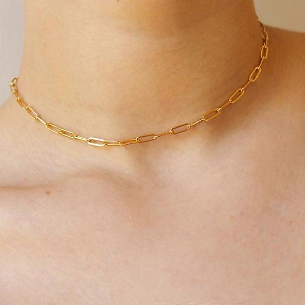 18K Guldbelagt LANG LED KÆDE CHIN CHOKER Matchende Kæde Choker Halskæde