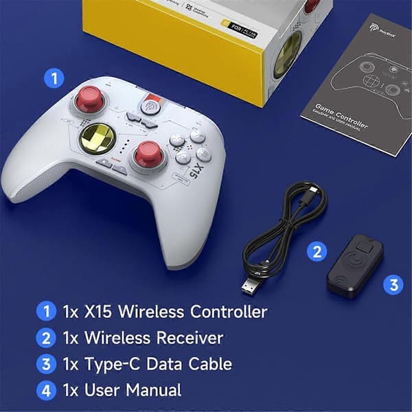 X15 Trådløs Bluetooth Controller med Hall Joysticks/Hall Triggers/RGB Lys til Steam og Switch