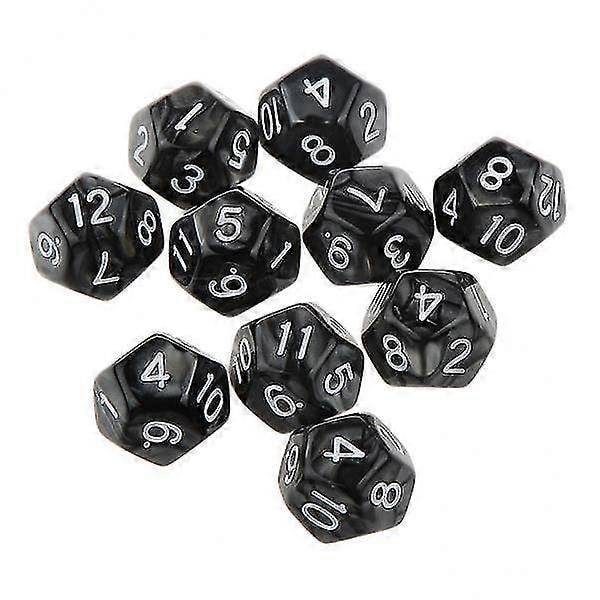 4x 10 stk. Tolvsidet Terning D12 Spille D&d Rpg Festspil Terninger Sort