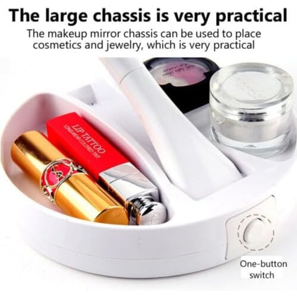 #Kosmetik Spegel med LED-Ljus och Organizer Dubbelsidig Smink #