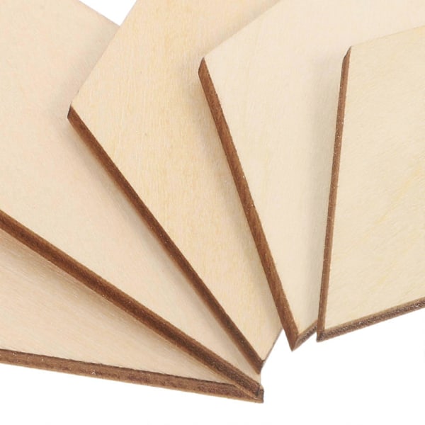 30 st DIY Rombformade Träbitar Kreativa Trähantverk Heminredning Träflisor Modell Hantverksmaterial för Hemmet (40x80mm)