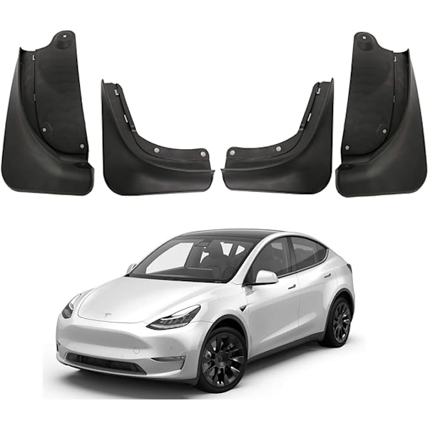 #Sopii Tesla Model Y:lle - Lokasuojat 4 kpl, Anti-Splash, Talvi, Sedimenttisuoja, Ei Porauksia Tarvita#
