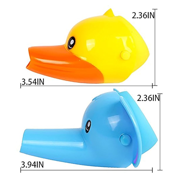 (2-pack - Gul Anka, Blå Elefant) Badleksaker - Kranförlängare med tecknad figur