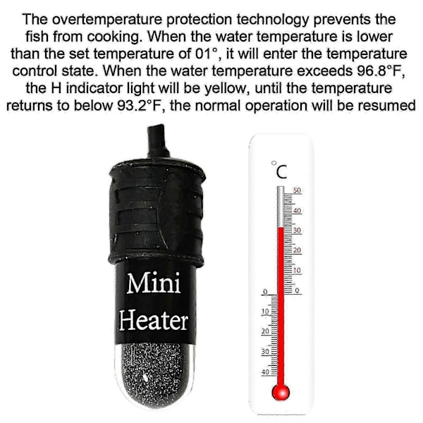 Akvarievarmer med digitalt display 10w Mini for både fersk- og saltvannstermostat