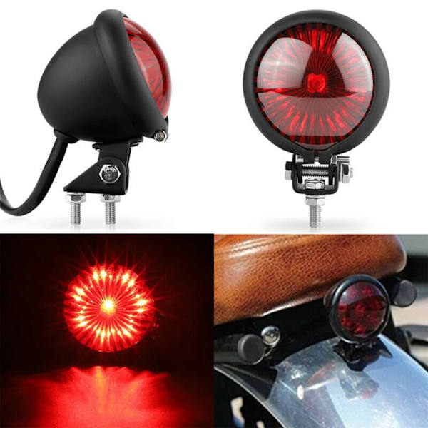 #LED Motorcykel Bakljus Bromsljus Retro Rund Lampa för Custom Cafe Racer Scrambler Bobber Cruiser 883#