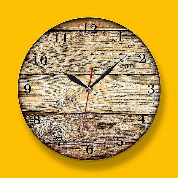 Väggklocka, trä, 100% tyst utan tickande, diameter 33 cm, design, för vardagsrum, sovrum och kök