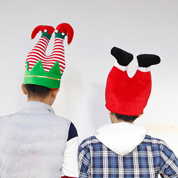 Farfi Rolig Julhatt Kreativ Tomte Ben Hatt Flanell Clown Mössa För Julfest Favorit Röd
