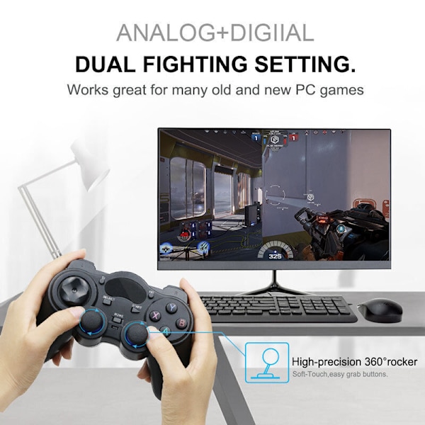 PS3:lle, PC:lle, TV-bokseille ja Androidille tarkoitettu 2.4G langaton peliohjain