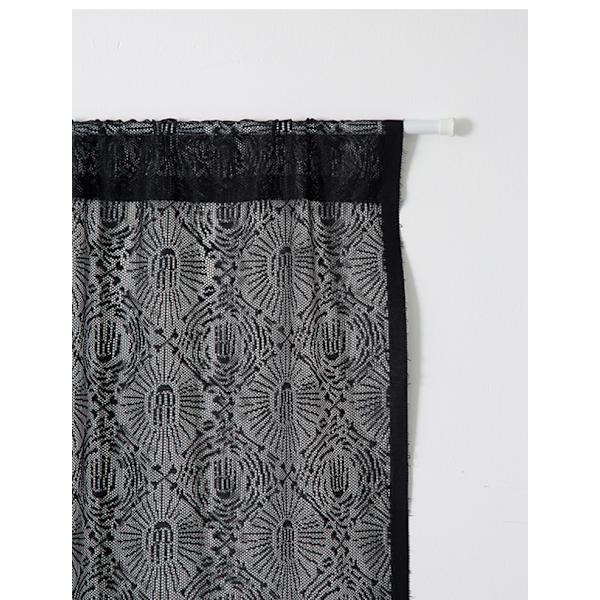Sort Dørgardiner i Spids - Edderkoppespind, 100cm x 20cm