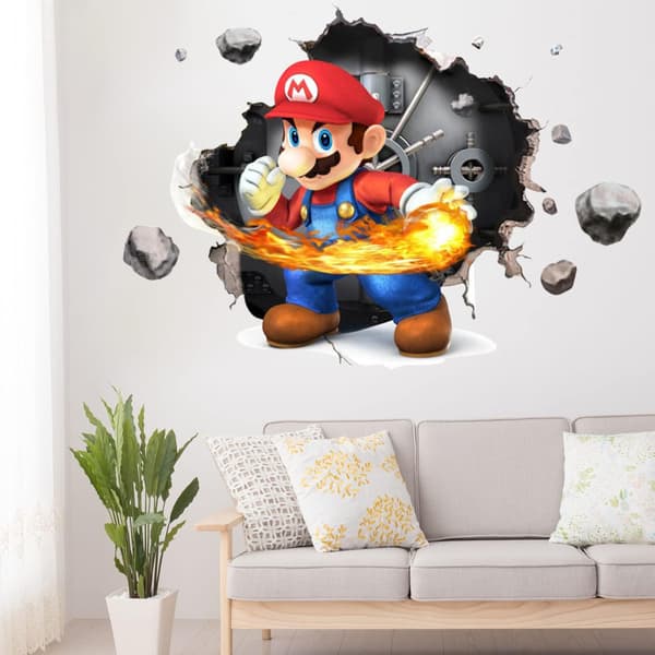 #Mario 3D väggdekal, tapet, PVC, dekoration, 49*34CM#