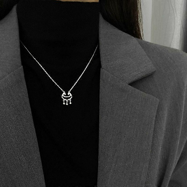 silver lång livslås halsband lätt lyx ny nisch elegant design nyckelben c