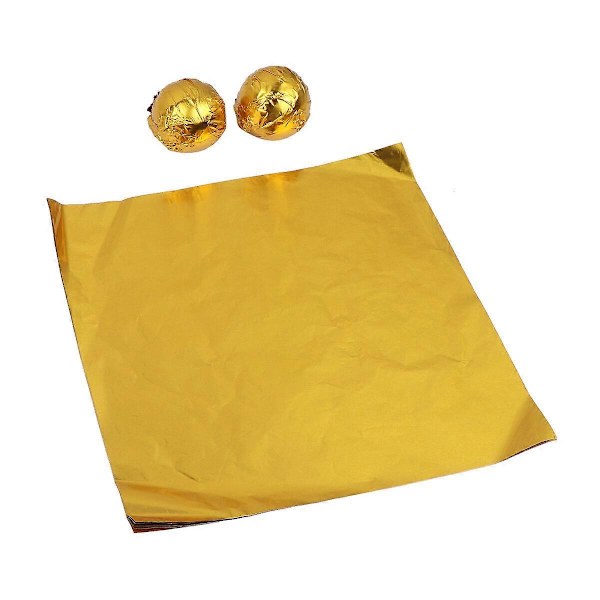 100 stk. Fødevareemballage Aluminiumfolie Bryllupsslikindpakning Chokolade Te Pakkefolie til Hjemmebutik Gylden