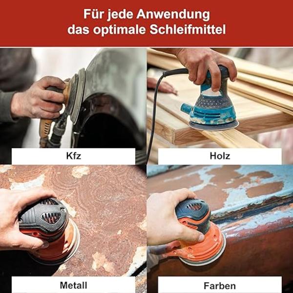 50 st 5 tum Torra Grön Sand Slippapper │ 8 Hål │ 125