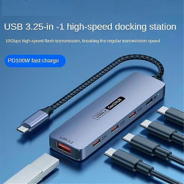 USB C Hub USB Type-C 3.2 HUB 10Gbps Høj Hastighed PD100W Opladning USB Type-C 3.2 Adapter Splitter til