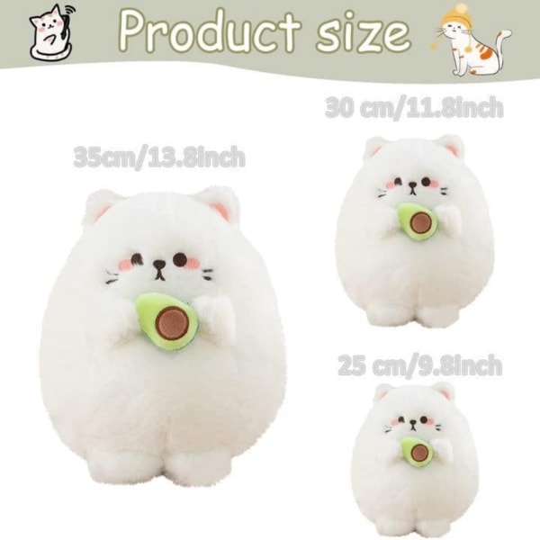 Kawaii Cute Cat Soft Toy (vit, 25 cm), Carnival Födelsedagspresent för