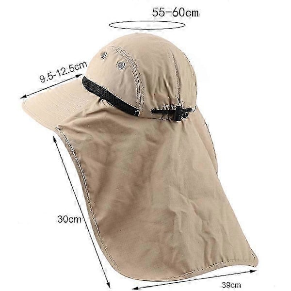 Solhatt för utomhusbruk Anti-UV Skyddande Jakt Hatt med Nackskydd (Khaki)