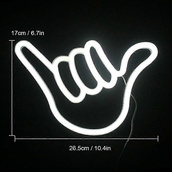 Finger Neon Sign Lyckogest Vit Neon Neonljusskylt Handformade Neonlampor För Sovrum